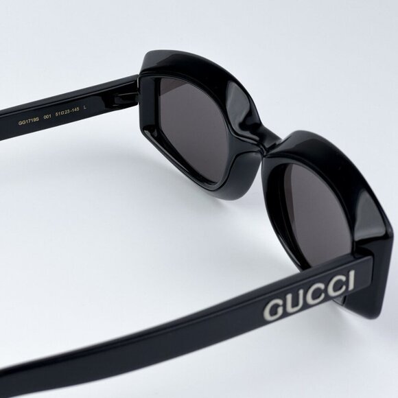 Gucci GG1719S 001 BRAND NEW Sunglasses Black Grey Women Square - Picture 9 of 12
